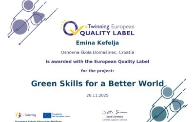 „Green Skills for a Better World” – eTwinning projekt OŠ Domašinec osvojio Europsku oznaku kvalitete