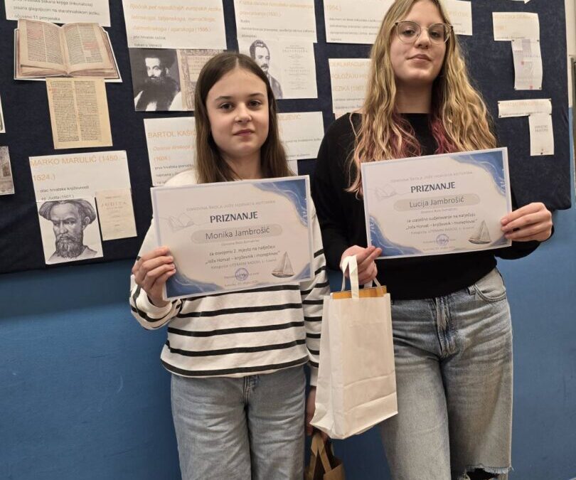 Literarni uspjeh na natječaju “Joža Horvat – književnik i moreplovac”