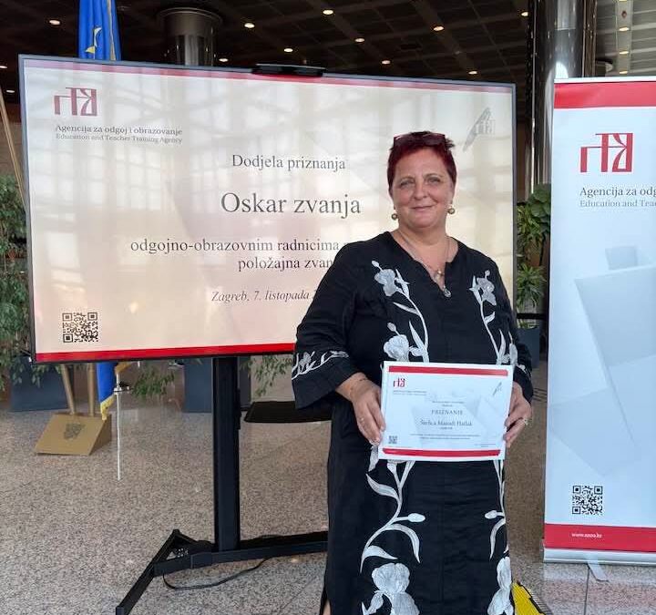 Ponosni na našu učiteljicu Šteficu Marodi Hatlak – dobitnicu „Oskara zvanja”!